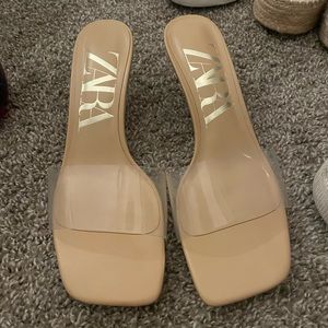 Clear nude heel Zara size 38